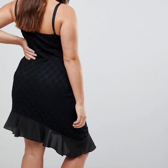 NWT Polka Dot Asymmetric Frill Hem Dress - Picture 3 of 4